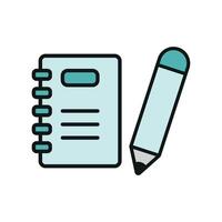 Binder pencil set icon showcases a contemporary and user-friendly design, perfect for visualizing writing tools, binder organization, or academic materials. vector