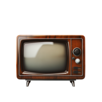 Retro vine television set with curved screen and wooden frame displaying nostalgic oldtime entertainment png