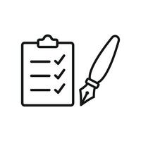 Clipboard and pen icon features a sleek and professional design, perfect for representing documentation, medical charts, or office tasks. vector