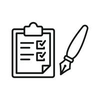 Clipboard and pen icon highlights a minimalist and versatile style, great for educational tools, productivity apps, or workplace essentials. vector