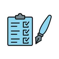 Clipboard and pen icon highlights a bold and polished design, perfect for promoting efficiency tools, healthcare records, or survey systems. vector
