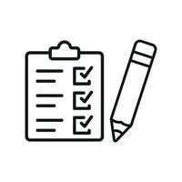 Clipboard and pencil set icon features a sleek and professional design, perfect for representing productivity tools, office work, or educational resources. vector