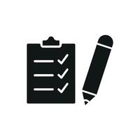 Clipboard and pencil set icon offers a detailed and modern representation, great for illustrating documentation processes, checklists, or surveys. vector