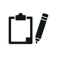 Clipboard and pencil set icon offers a contemporary and user-friendly design, great for branding productivity apps, organizational tools, or academic resources. vector