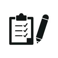 Clipboard and pencil set icon delivers a sharp and detailed style, perfect for illustrating assessment forms, progress tracking, or task completion. vector