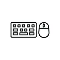 Keyboard and mouse set icon showcases a minimalist and functional look, ideal for illustrating office tools, productivity systems, or digital workplaces. vector