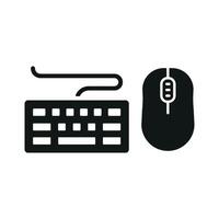 Keyboard and mouse set icon embodies a clean and ergonomic style, ideal for representing user-friendly interfaces, office setups, or creative workspaces. vector