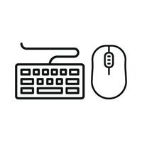 Keyboard and mouse set icon highlights a dynamic and creative design, ideal for branding gaming studios, coding platforms, or digital workshops. vector
