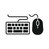 Keyboard and mouse set icon offers a bold and impactful representation, great for promoting PC gaming, software tools, or hardware reviews. vector