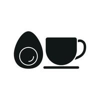 Coffee glass and egg icon features a minimalist and inviting design, perfect for representing breakfast menus, cafes, or morning routines. vector