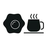 Coffee glass and egg icon delivers a warm and inviting style, perfect for enhancing food packaging, restaurant menus, or culinary branding. vector