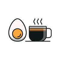 Coffee glass and egg icon embodies a versatile and approachable design, great for visualizing family breakfasts, cafe branding, or cooking content. vector