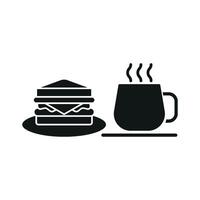 Coffee glass and sandwich icon features a stylish and functional design, perfect for representing breakfast, quick snacks, or cafe menus. vector