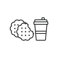 Drink and biscuit icon features a cozy and inviting design, perfect for representing tea time, snack breaks, or casual cafe menus. vector