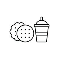 Drink and biscuit icon showcases a polished and professional style, perfect for illustrating coffee or tea pairings vector