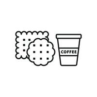 Drink and biscuit icon showcases a simple and stylish look, ideal for illustrating afternoon snacks, coffee breaks, or bakery offerings. vector
