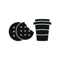 Drink and biscuit icon offers a cheerful and simple design, great for promoting bakery goods, coffee shops, or snack-based businesses. vector