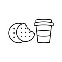 Drink and biscuit icon delivers a comforting and charming design, perfect for visualizing cozy moments, home snacks, or relaxing breaks. vector