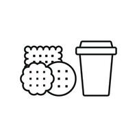 Drink and biscuit icon embodies a delightful and wholesome look, ideal for representing snacks, hot beverages, or family-friendly meals. vector