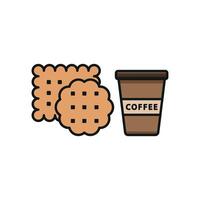 Drink and biscuit icon delivers a warm and inviting design, perfect for visualizing simple joys, light refreshments, or classic tea-time moments. vector