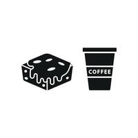 Drink and brownie set icon embodies a rich and satisfying design, ideal for representing sweet indulgence, coffee pairings, or dessert lovers. vector