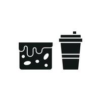 Drink and brownie set icon showcases a simple yet effective look, ideal for illustrating gourmet coffee and dessert pairings, cafe brunches, or dessert boxes. vector