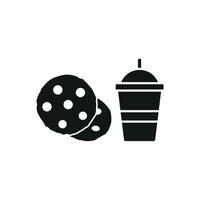 Drink and chocolate cookies icon delivers a fresh and inviting aesthetic, perfect for visualizing delicious drinks paired with freshly baked treats. vector