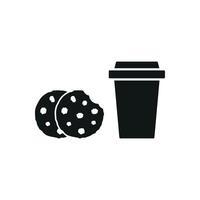 Drink and chocolate cookies icon offers a fresh and engaging look, ideal for visualizing casual snack pairings, sweet break moments, or family-friendly menus. vector
