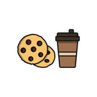 Drink and chocolate cookies icon delivers a luxurious and indulgent design, perfect for enhancing digital content, gourmet food services, or cozy dining experiences. vector