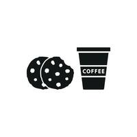 Drink and chocolate chip cookies set food icon basic design vector