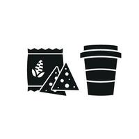 Drink and corn chips set icon highlights a modern and trendy style, perfect for visualizing popular snack pairings, bars, or food festivals. vector