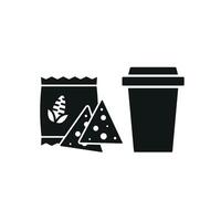 Drink and corn chips set icon delivers an engaging and inviting aesthetic, perfect for visualizing easy meals, quick snacks, or informal gatherings. vector