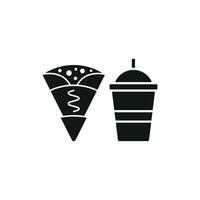 Drink and crepe set icon with adorable elements, perfect for family-friendly cafes or playful menus vector