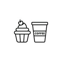 Drink and cupcake icon with clean, simple lines, fitting for websites, apps, or any food-related branding. vector