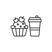 Drink and cupcake icon featuring playful details, ideal for party invitations or themed event promotions. vector