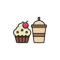 Drink and cupcake icon styled for modern audiences, ideal for Instagram-worthy menus or digital branding vector