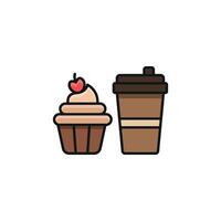 Drink and cupcake icon designed with elegant details, great for upscale dessert shops or luxury events. vector