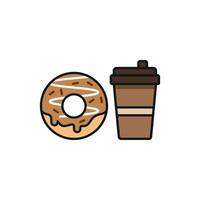 Drink and doughnut icon with dynamic elements, perfect for festive celebrations or youth-focused branding vector