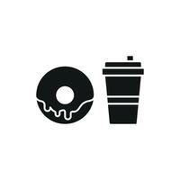 Drink and doughnut icon with a modern aesthetic, perfect for Instagram-friendly cafes or stylish food brands vector