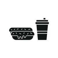 Drink and eclair set icon that captures the joy of indulgence, perfect for tempting audiences with sweet treats. vector