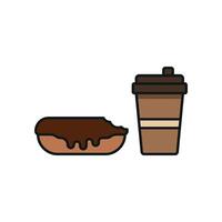Drink and eclair set icon with a warm, inviting look, perfect for local cafes or community-focused businesses vector
