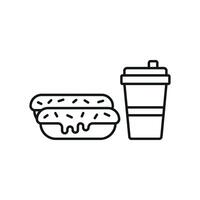 Drink and eclair set icon with a clean, functional design, perfect for mobile apps, packaging, or digital platforms vector