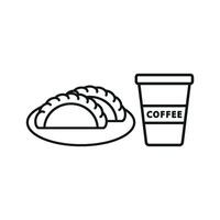Drink and empanada set icon featuring a simple, modern design, perfect for apps, websites, or promotional materials vector