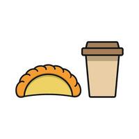 Drink and empanada set icon with a welcoming vibe, perfect for local cafes or casual dining spots vector