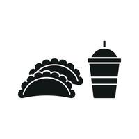 Drink and empanada set icon bursting with vibrant colors, ideal for marketing fresh and delicious meals vector