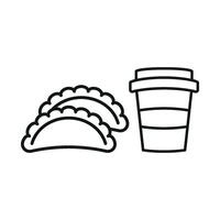 Drink and empanada set icon featuring creative touches, perfect for boutique eateries or custom branding vector