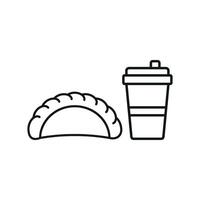 Drink and empanada set icon bursting with energy, perfect for special event menus or celebratory promotions. vector