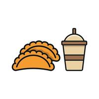 Drink and empanada set icon that highlights the appeal of savory snacks, great for food trucks or cafe menus vector