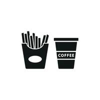 Drink and fried fries set icon capturing the timeless pairing of crispy fries and refreshing drinks, perfect for fast-food branding vector