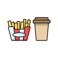 Drink and fried fries set icon with creative touches, perfect for boutique eateries or custom design needs vector